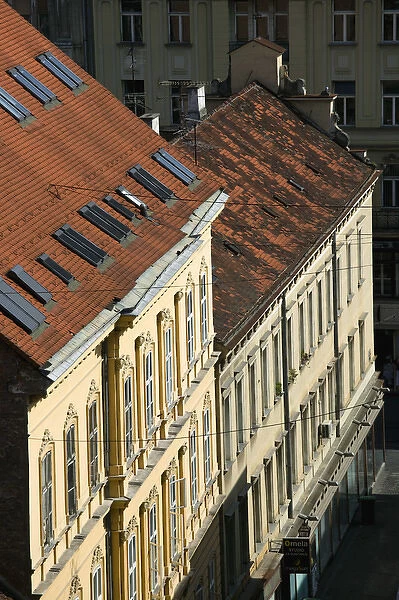 Croatia-Zagreb. Old Town Zagreb-Buildings by Finicular Railway