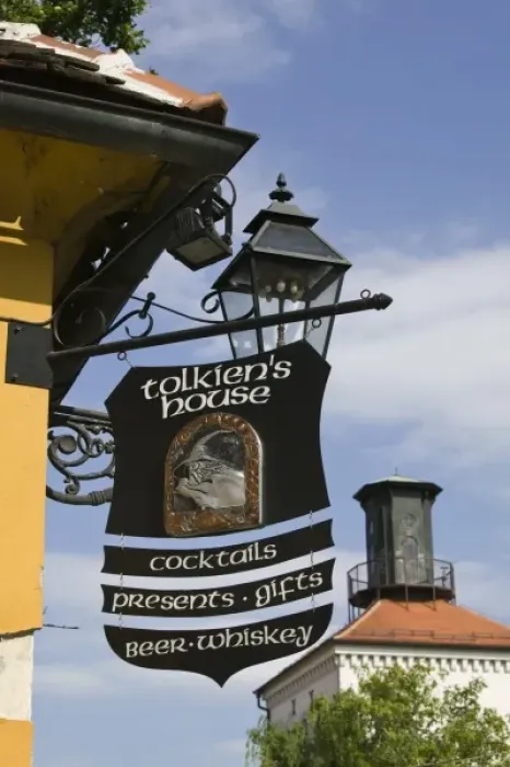 Framed Print : Croatia-Zagreb. Old Town Zagreb-Sign for Tolkeins House Cafe Framed Print : Croatia-Zagreb. Old Town Zagreb-Sign for Tolkeins House Cafe