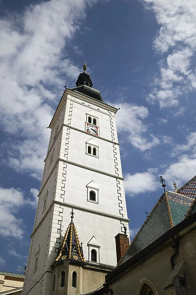 Croatia-Zagreb. Old Town Zagreb-St. Marks Church (b. 1880) Tower