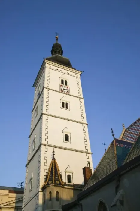 Framed Print : Croatia-Zagreb. Old Town Zagreb-St. Marks Church (b. 1880) Tower / Late Afternoon Framed Print : Croatia-Zagreb. Old Town Zagreb-St. Marks Church (b. 1880) Tower / Late Afternoon
