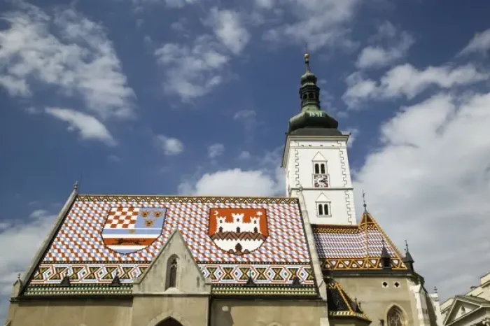 Framed Print : Croatia-Zagreb. Old Town Zagreb-St. Marks Church (b. 1880) Framed Print : Croatia-Zagreb. Old Town Zagreb-St. Marks Church (b. 1880)