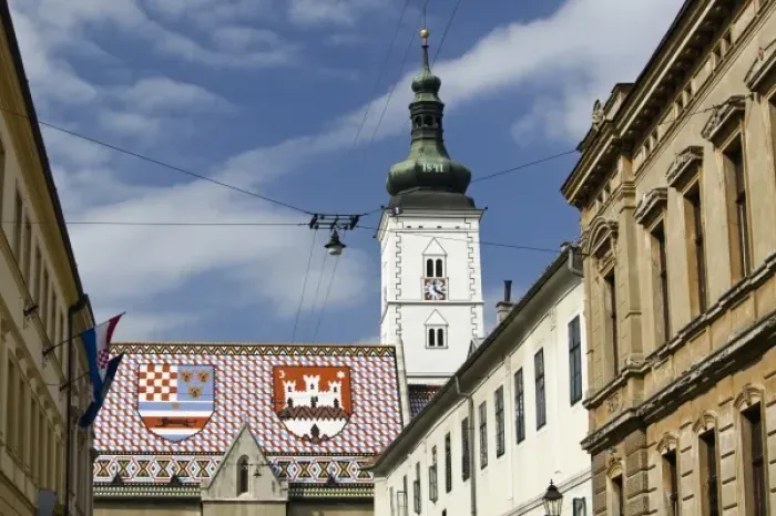 Framed Print : Croatia-Zagreb. Old Town Zagreb-St. Marks Church (b. 1880)