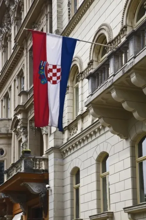 Framed Print : Croatian flag, Zagreb, Croatia
