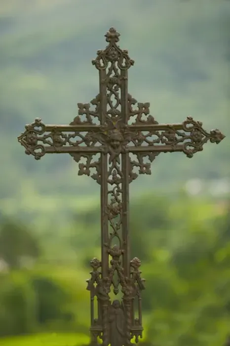 Framed Print : Cross, Hopperstad Stave Church, Sogne Fjord VIC norway