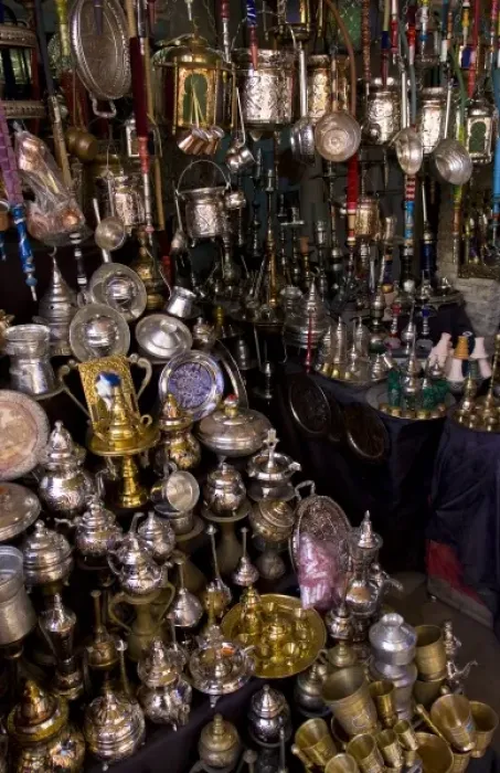 Framed Print : Crowded market bazaars in the famous Medina in Muslim Holy City of Kairovan Tunisia