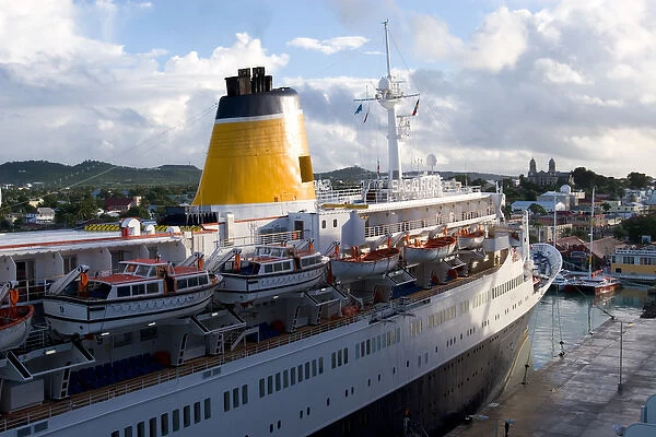 A cruise ship in the harbor in St. Johns, Antigua, in the southern Carbibbean