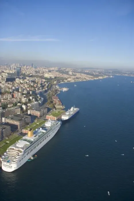 Framed Print : Cruise ship moored at the Thracian side of the Bosphorus, aerial, Istanbul - 2010 Framed Print : Cruise ship moored at the Thracian side of the Bosphorus, aerial, Istanbul - 2010