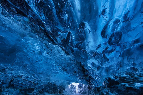 Crystal Ice Cave under Vatnajokull Glacier in south Iceland