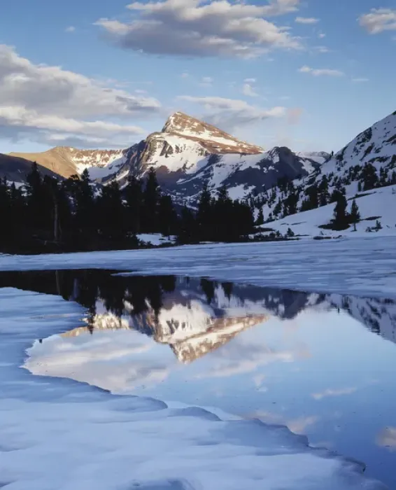 Framed Print : CTF-0411. California, Sierra Nevada Mountains, Dana Peak reflecting in a frozen lake Framed Print : CTF-0411. California, Sierra Nevada Mountains, Dana Peak reflecting in a frozen lake