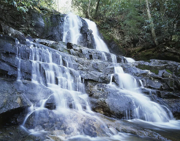 CTF-1333. USA, North Carolina, A waterfall in the Great Smoky Mountains