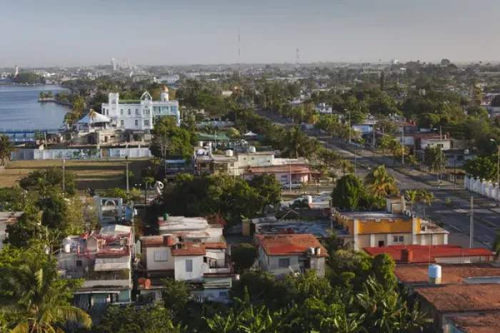 Framed Print : Cuba, Cienfuegos Province, Cienfuegos, elevated city view, morning Framed Print : Cuba, Cienfuegos Province, Cienfuegos, elevated city view, morning