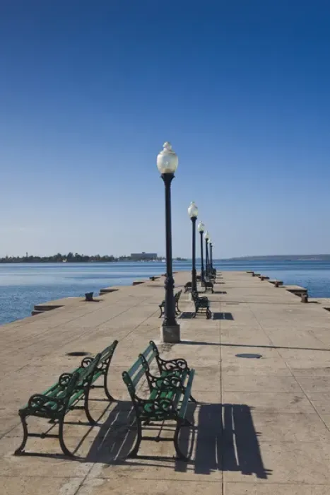 Framed Print : Cuba, Cienfuegos Province, Cienfuegos, town pier on Bahia de Cienfuegos bay Framed Print : Cuba, Cienfuegos Province, Cienfuegos, town pier on Bahia de Cienfuegos bay