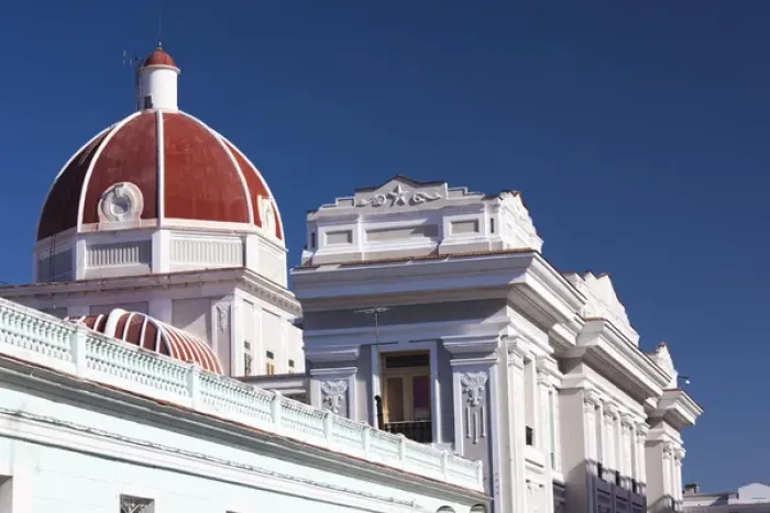 Framed Print : Cuba, Cienfuegos Province, Cienfuegos, town buildings