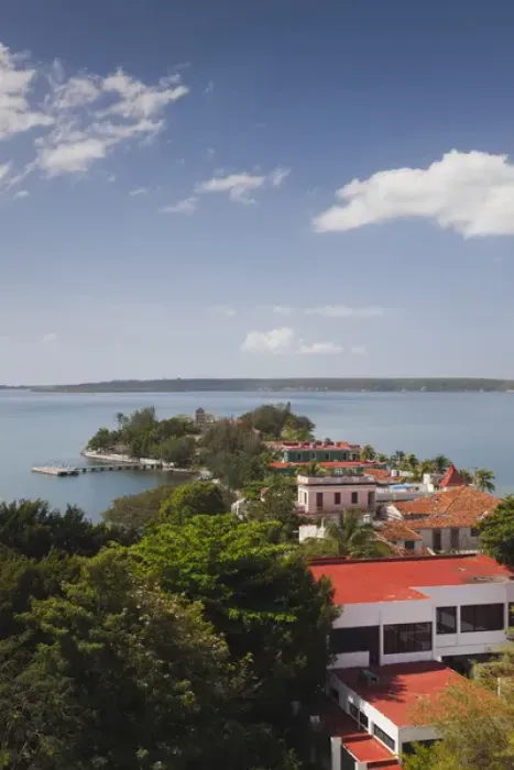Framed Print : Cuba, Cienfuegos Province, Cienfuegos, Punta Gorda, elevated view