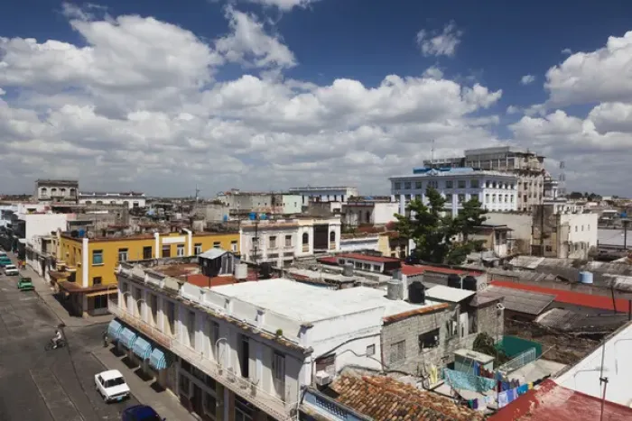 Framed Print : Cuba, Cienfuegos Province, Cienfuegos, Calle 31 street, elevated view Framed Print : Cuba, Cienfuegos Province, Cienfuegos, Calle 31 street, elevated view
