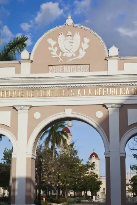 Framed Print : Cuba, Cienfuegos Province, Cienfuegos, Parque Jose Marti, Arco de Triunfo arch, late Framed Print : Cuba, Cienfuegos Province, Cienfuegos, Parque Jose Marti, Arco de Triunfo arch, late