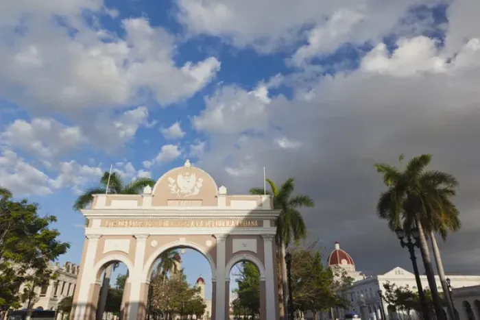 Framed Print : Cuba, Cienfuegos Province, Cienfuegos, Parque Jose Marti, Arco de Triunfo arch, late Framed Print : Cuba, Cienfuegos Province, Cienfuegos, Parque Jose Marti, Arco de Triunfo arch, late