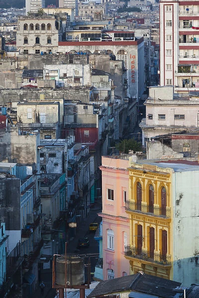 Cuba, Havana, Central Havana, elevated view, dawn