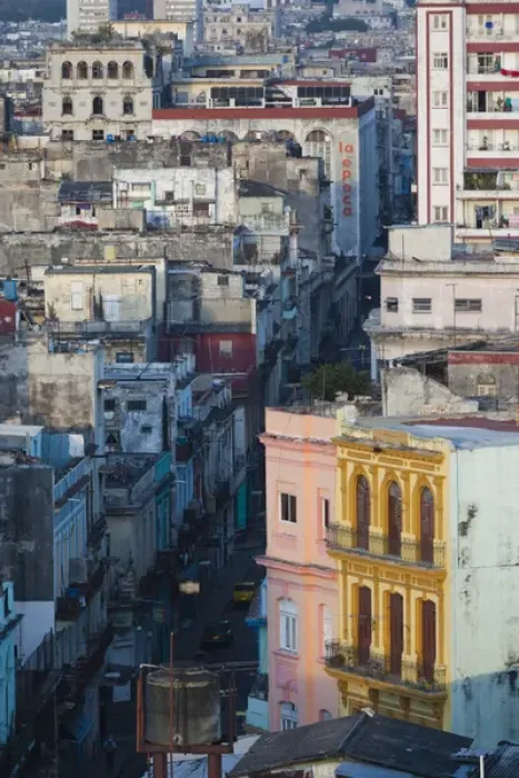 Framed Print : Cuba, Havana, Central Havana, elevated view, dawn