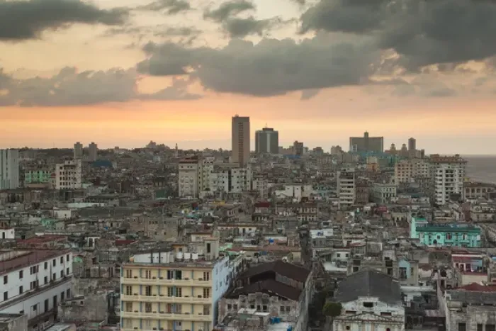Framed Print : Cuba, Havana, elevated city view above Central Havana looking west, dusk Framed Print : Cuba, Havana, elevated city view above Central Havana looking west, dusk