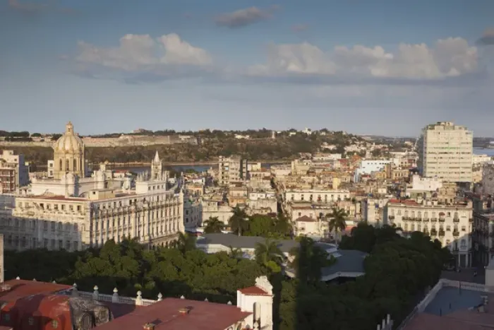 Framed Print : Cuba, Havana, elevated city view above Museo de la Revolucion and Havana Vieja, late