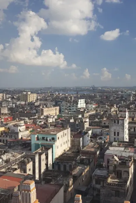 Framed Print : Cuba, Havana, Havana Vieja, elevated view of Old Havana buildings