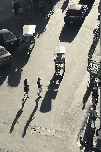 Cuba, Havana, Havana Vieja, elevated view of street traffic
