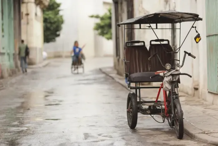 Framed Print : Cuba, Havana, Havana Vieja, pedal taxi