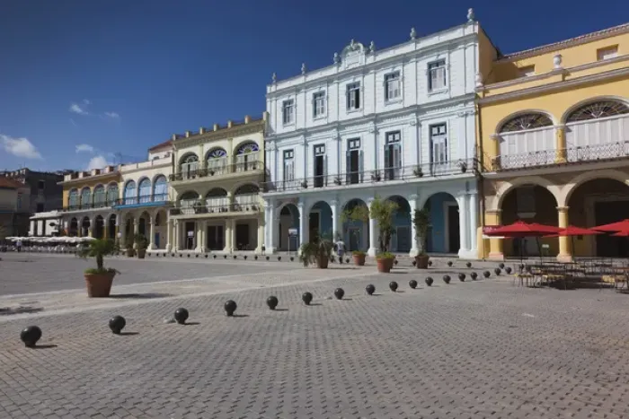 Framed Print : Cuba, Havana, Havana Vieja, Plaza Vieja, renovated buildings Framed Print : Cuba, Havana, Havana Vieja, Plaza Vieja, renovated buildings