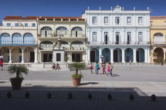 Framed Print : Cuba, Havana, Havana Vieja, Plaza Vieja, renovated buildings