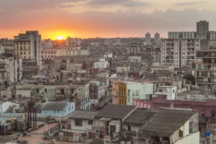 Framed Print : Cuba, Havana. The sun sets over the crowded, decaying city of Havana Framed Print : Cuba, Havana. The sun sets over the crowded, decaying city of Havana