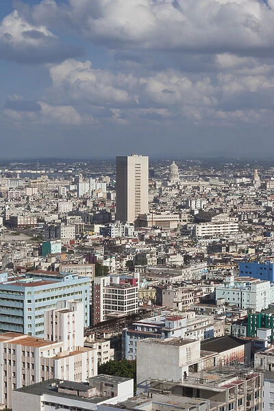 Cuba, Havana, Vedado, elevated view of Central Havana