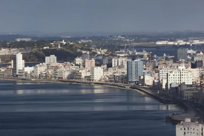 Framed Print : Cuba, Havana, Vedado, elevated view of the Malecon