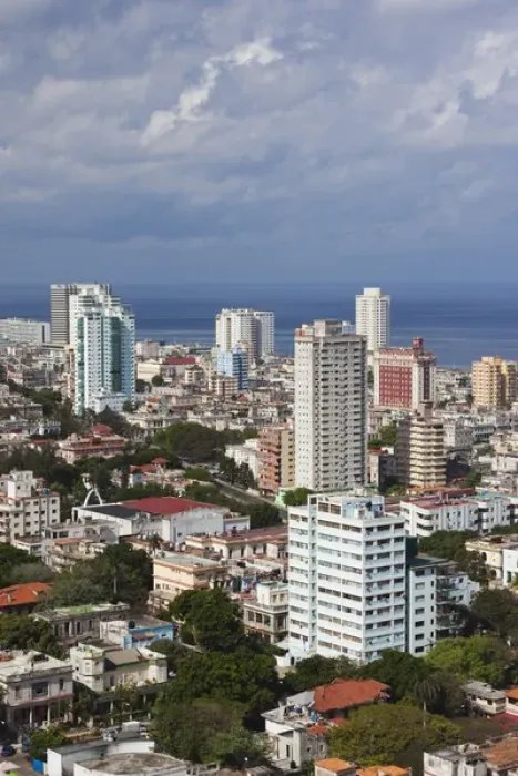 Framed Print : Cuba, Havana, Vedado, elevated view of the Vedado area Framed Print : Cuba, Havana, Vedado, elevated view of the Vedado area
