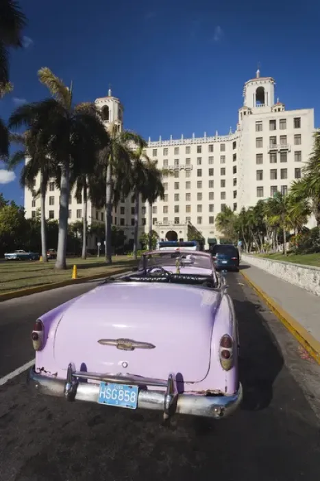 Framed Print : Cuba, Havana, Vedado, Hotel Nacional and 1950s-era US car, late afternoon Framed Print : Cuba, Havana, Vedado, Hotel Nacional and 1950s-era US car, late afternoon