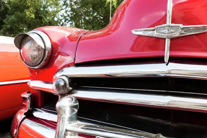 Framed Print : Cuba, Havana. Vintage 1950 Chevrolet grille. (Editorial Use Only)