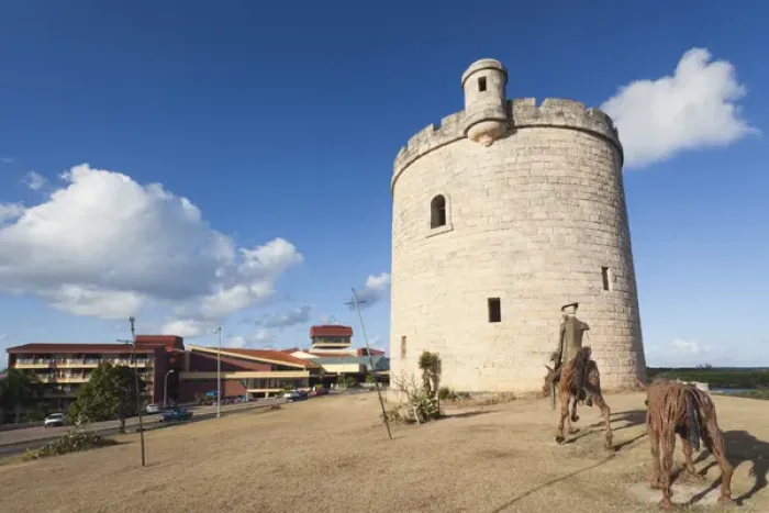 Framed Print : Cuba, Matanzas Province, Varadero, tower by the Meson del Quixote Restaurant