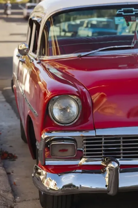 Framed Print : Cuba, Matanzas Province, Varadero, 1950s-era US-made Chevrolet cars