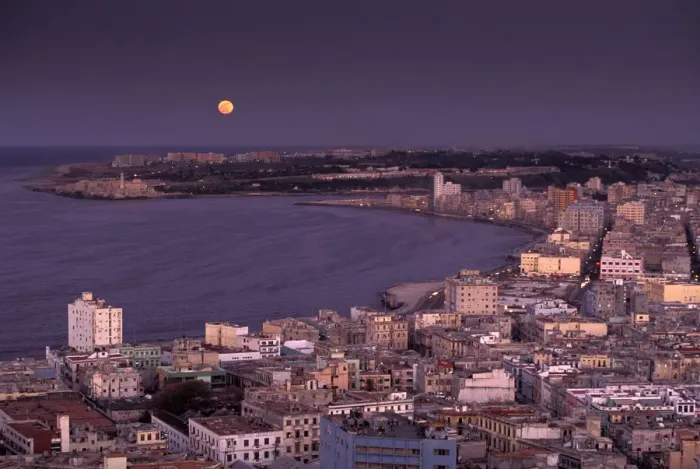 Framed Print : Cuba, Moon over Old Havana Framed Print : Cuba, Moon over Old Havana