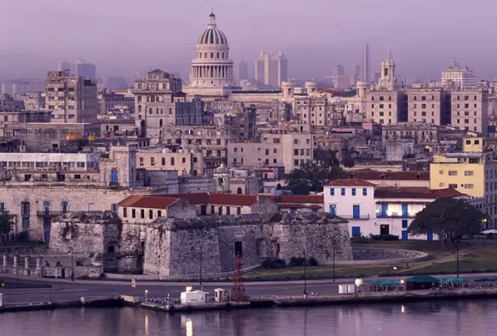 Framed Print : Cuba, old Havana, cityscape at dusk