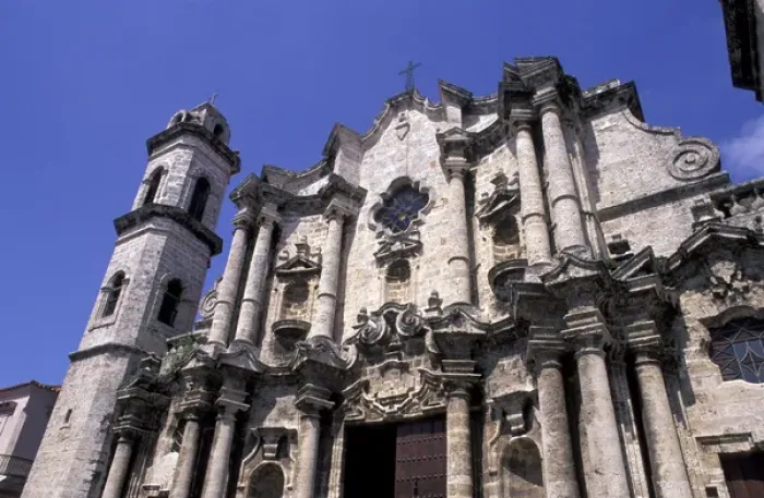 Framed Print : Cuba, Old Havana. Close up architecture of the Cathedral of Havana Framed Print : Cuba, Old Havana. Close up architecture of the Cathedral of Havana