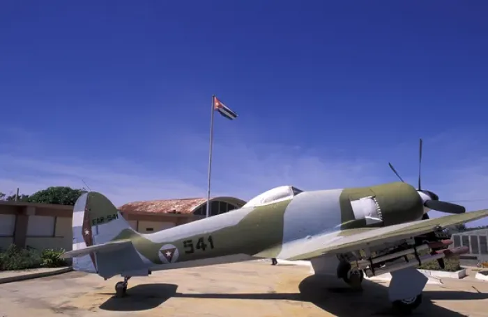 Framed Print : Cuba, Playa Giron, Bay of Pigs Museum. Fighter plane