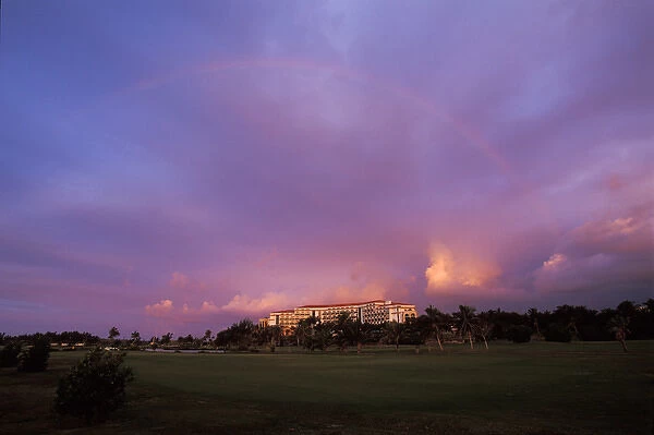 Cuba. Rainbow over Melia las Americas Hotel at dawn. Credit as: Bill Young  /  Jaynes
