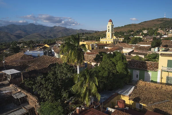 Cuba, Trinidad. Rooftop view of the colonial town of Trinidad