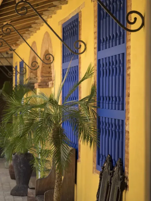 Framed Print : Cuba, Trinidad, UNESCO World Heritage Site, blue shutters in courtyard of Casa Particular, Spanish style colonial home. (PR) Framed Print : Cuba, Trinidad, UNESCO World Heritage Site, blue shutters in courtyard of Casa Particular, Spanish style colonial home. (PR)
