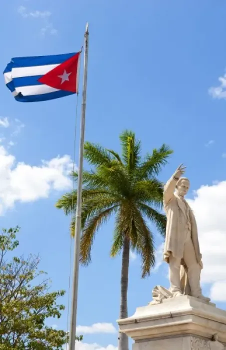 Framed Print : Cuban flag and statue in center of town of Jose Marti hero in CVienfuegos Cuba Framed Print : Cuban flag and statue in center of town of Jose Marti hero in CVienfuegos Cuba