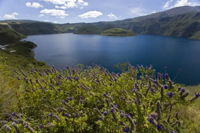 Framed Print : Cuicocha Caldera is a volcanic lake located near Cotacachi Volcano in Imbabura Province, Ecuador