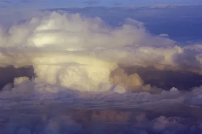 Framed Print : Cumulus clouds seen from an airplane Framed Print : Cumulus clouds seen from an airplane