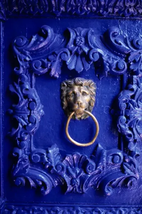 Framed Print : Cusco, Peru. Ornate blue painted door with lion knocker; Hotel Garcilaso Framed Print : Cusco, Peru. Ornate blue painted door with lion knocker; Hotel Garcilaso