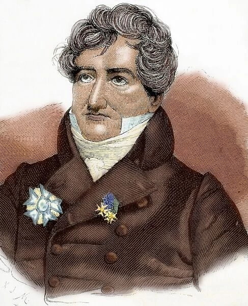 Cuvier, Georges (1769-1832). French naturalist. Engraving by A. Closs. Colored